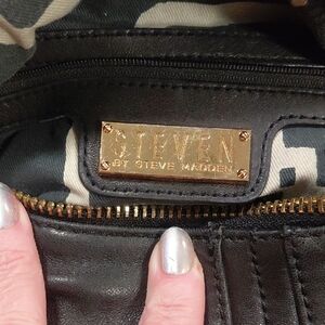 Steven by Steve Madden Black and Gold Leather Bag